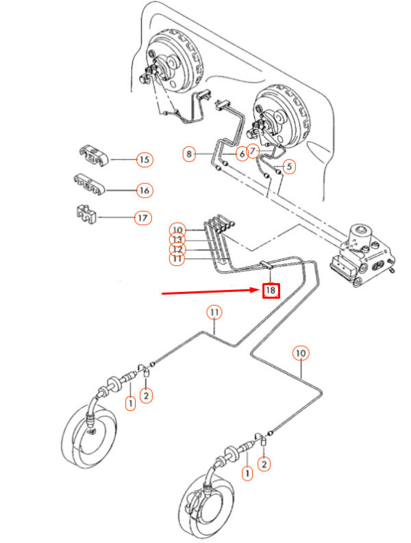 701611853 - NEW VW TRANSPORTER T4 FRONT BRAKE PIPE RESTRAINT 4 POINT 701611853