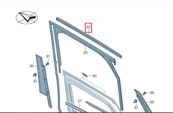 760839643C7Z7 - NEW VOLKSWAGEN TOUAREG CR7 REAR LEFT DOOR STRIP TRIM 760839643C7Z7