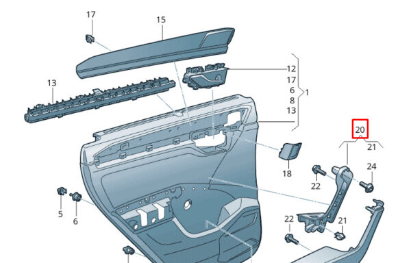 7608671256PS - VW TOUAREG CR7 Rear Right Inner Door Pull Handle 7608671256PS NEW GENUINE