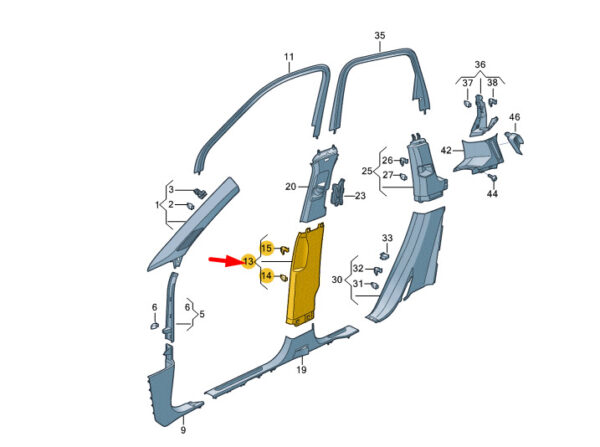 760867291C4PK - NEW VW TOUAREG CR MK3 LEFT SIDE B PILLAR LOWER TRIM 760867291C4PK ORIGINAL