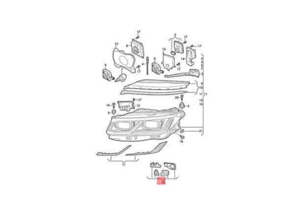 761998225 - NEW VOLKSWAGEN TOUAREG CR7 HEADLAMP HOUSING REPAIR KIT LEFT 761998225