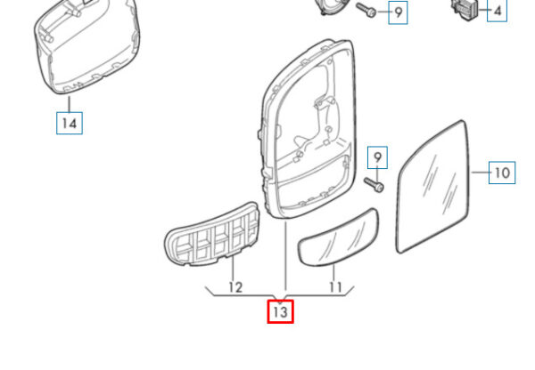 7C08985539B9 - NEW VOLKSWAGEN CRAFTER SZ FRONT LEFT DOOR MIRROR FRAME 7C08985539B9 ORIGINAL