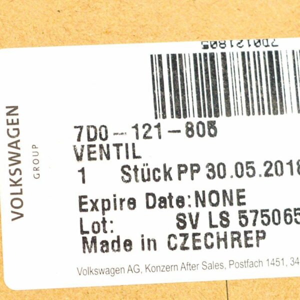7D0121805 - NEW VOLKSWAGEN TOUAREG 7P VACUUM VALVE 7D0121805 ORIGINAL