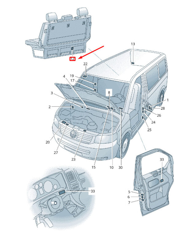 7E0010001C - NEW VW TRANSPORTER VI T6 SEAT ADJUSTMENT DATA PLATE 7E0010001C ORIGINAL