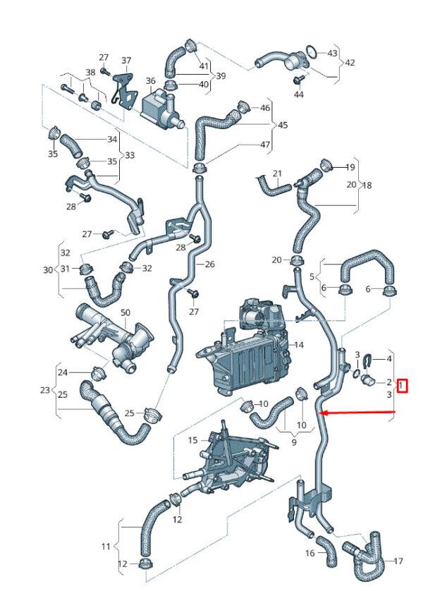 7E0121065CE - New VOLKSWAGEN MULTIVAN T7 STM STN Coolant Hose Pipe 7E0121065CE