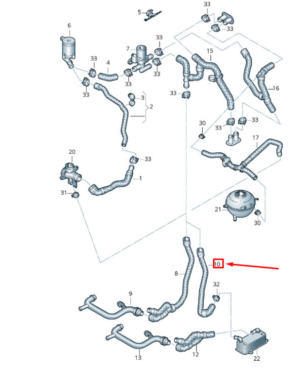 7E0121073AB - NEW VW TRANSPORTER VI T6 COOLANT HOSE 7E0121073AB