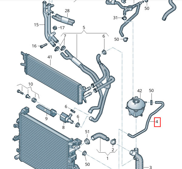 7E0121447F - New VOLKSWAGEN MULTIVAN T7 STM STN Expansion tank hose 7E0121447F