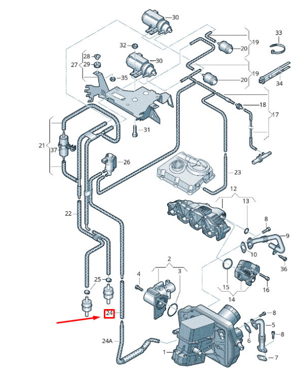 7E0133241H - NEW VW TRANSPORTER VI T6 VACUUM HOSE 7E0133241H