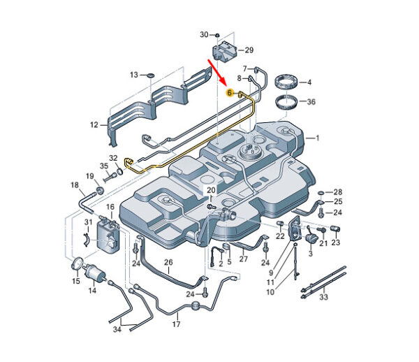 7E0201360F - NEW VW TRANSPORTER VI T6 FUEL RETURN LINE 7E0201360F