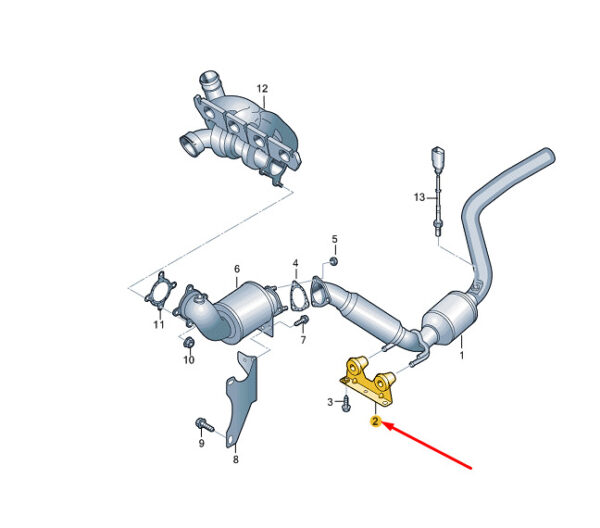 7E0253144C - NEW VW TRANSPORTER VI T6 EXHAUST PIPE WITH CATALYST BRACKET 7E0253144C