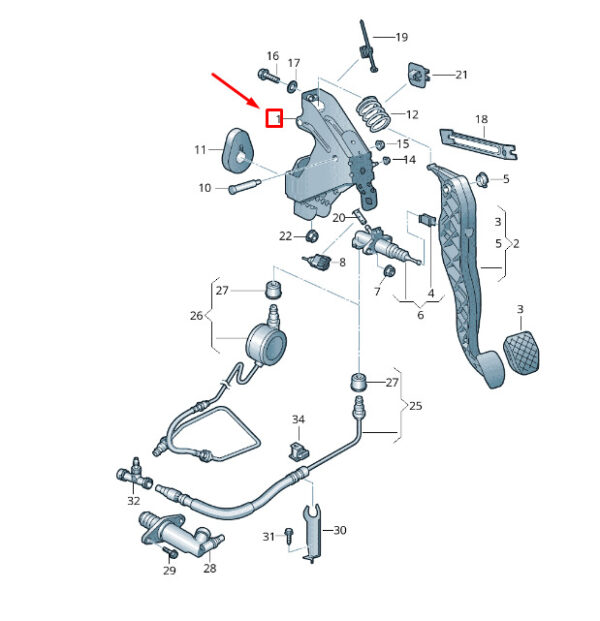 7E0721373A - NEW VW TRANSPORTER VI T6 CLUTCH PEDAL MECHANISM BRACKET 7E0721373A