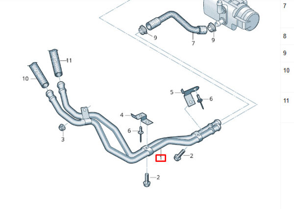 7E0815097 - NEW VOLKSWAGEN TRANSPORTER T6 COOLANT ENGINE TUBE RETURN LINE 7E0815097