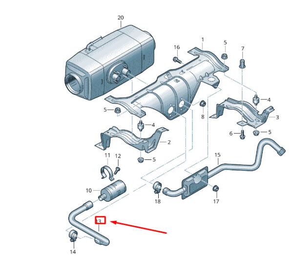 7E0815857 - NEW VW TRANSPORTER VI T6 AUXILIARY HEATER ABSORBER PIPE 7E0815857