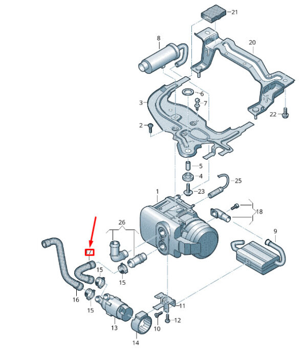 7E0819330B - NEW VW TRANSPORTER VI T6 COOLANT HOSE 7E0819330B
