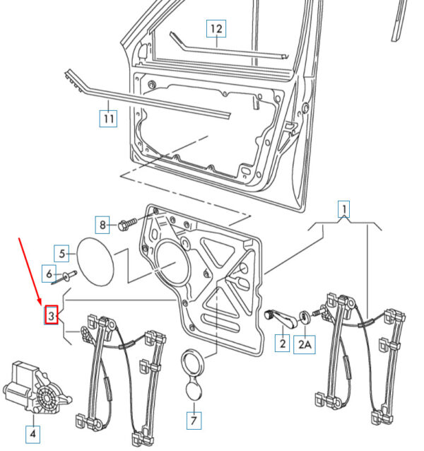 7E0837753E - NEW VW TRANSPORTER T6 FRONT LEFT DOOR WINDOW REGULATOR 7E0837753E