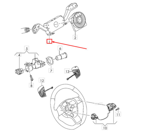 7E0953507A9B9 - NEW VW TRANSPORTER T6 STEERING COLUMN SWITCH 7E0953507A9B9 ORIGINAL