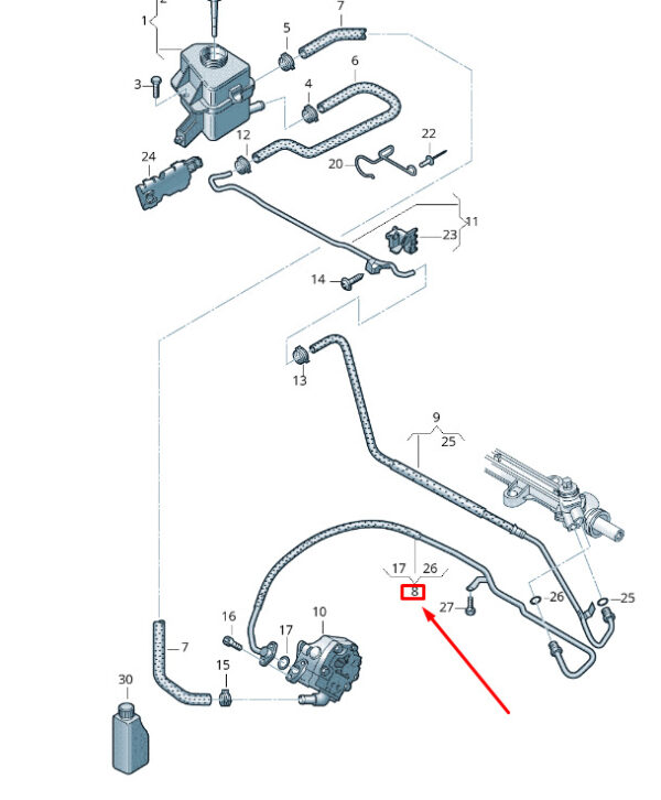 7E1422893BB - New VW TRANSPORTER VI T6 Power Steering Expansion Hose LHD 7E1422893BB