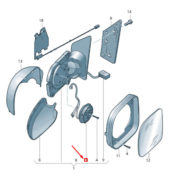 7E1857049 - NEW VW CADDY 2K MK3 MANUAL OUTSIDE MIRROR ADJUSTER UNIT 7E1857049