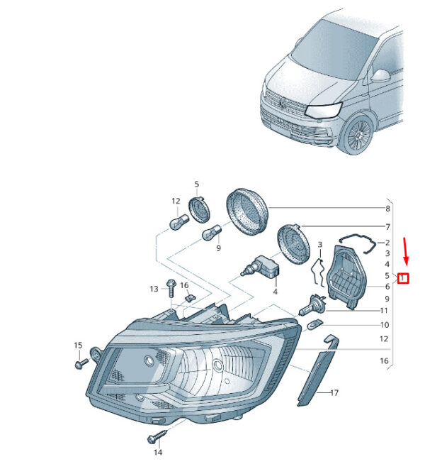 7E2941015AD - VW TRANSPORTER VI T6 headlights front left RHD 7E2941015AD NEW GENUINE