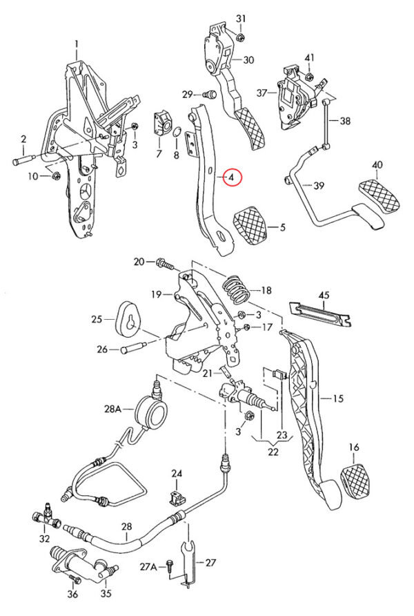 7H2723143 - New Genuine VW TRANSPORTER T5 RHD Brake Pedal Automatic Gearbox 7H1723143 OEM
