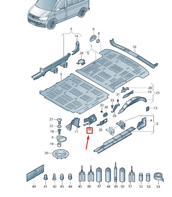 7H3803894 - New VW TRANSPORTER VI T6 Right Lower C-Pillar Reinforcement 7H3803894