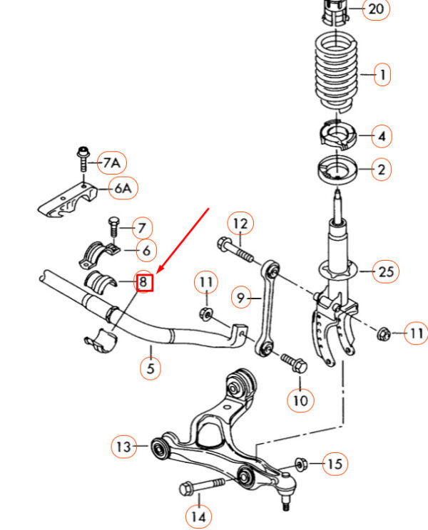 7L0411313J - NEU VW TOUAREG 7P MK2 FRONTSTABILISATOR-BALKEN-GUMMI-MONTAGE 7L0411313J ORIGINAL