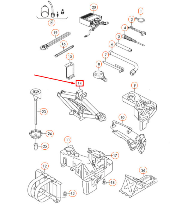 7L6011031B - NEW VOLKSWAGEN TOUAREG 7L LIFT JACK 7L6011031B