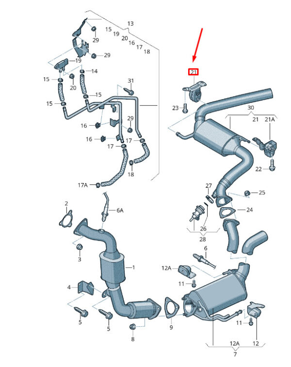 7L6253144C - NEW VW TOUAREG 7P MK2 EXHAUST PIPE WITH CATALYTIC BRACKET 7L6253144C