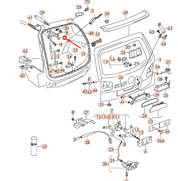 7L6827302C - NEW VOLKSWAGEN TOUAREG 7L REAR RIGHT LID HINGE 7L6827302C ORIGINAL