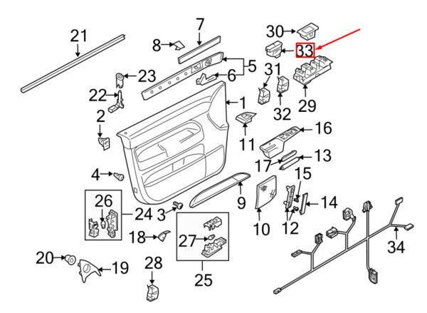 7L6962125 - VW TOUAREG 7L door lock switch 7L69621253X1 NEW ORIGINAL
