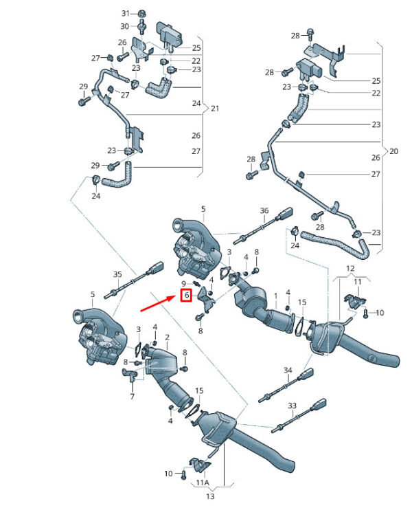 7L8253047B - NEW VW TOUAREG 7P EXHAUST PIPE WITH PRE-CATALYST LEFT SUPPORT 7L8253047B