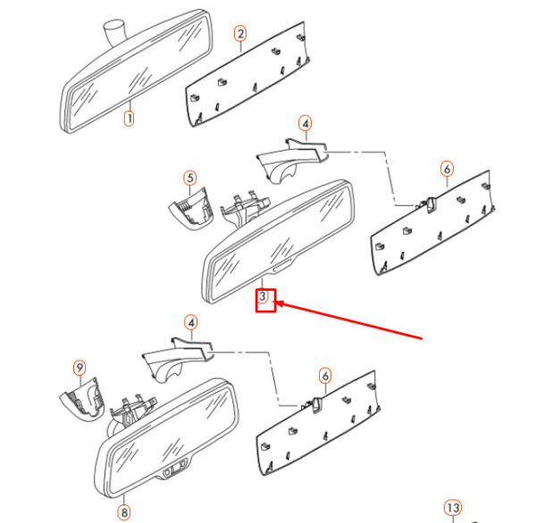 7N0857511M9B9 - NEW VOLKSWAGEN GOLF MK7 INTERIOR REAR VIEW MIRROR 7N0857511M9B9 ORIGINAL