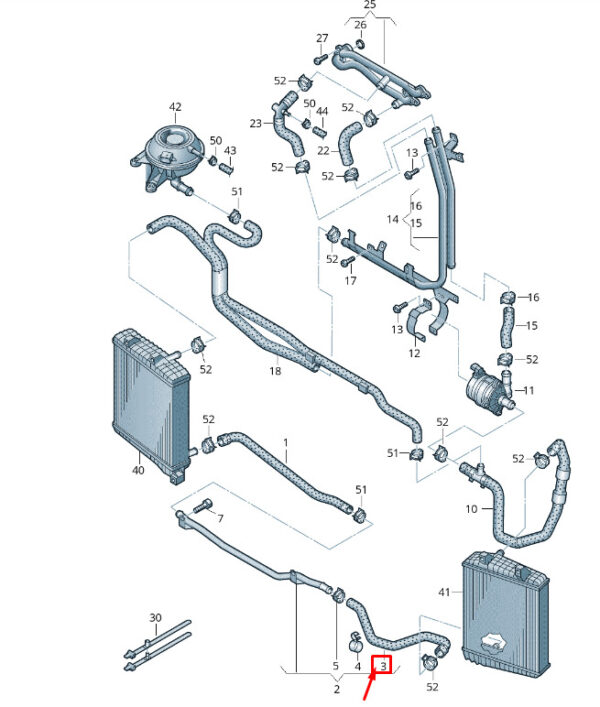 7P0121101K - New VW TOUAREG 7P MK2 Coolant Hose 7P0121101K