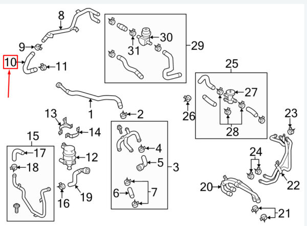 7P0121157E - NEW VW TOUAREG 7P DRIVE MOTOR INVERTER COOLANT HOSE 7P0121157E ORIGINAL