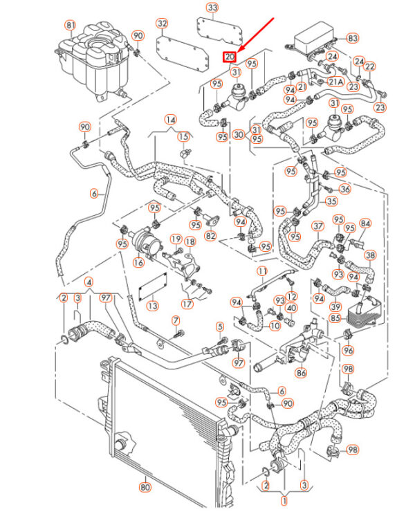 7P0122049B - NEW VOLKSWAGEN TOUAREG 7P ENGINE COOLANT HOSE WITH VALVE 7P0122049B ORIGINAL