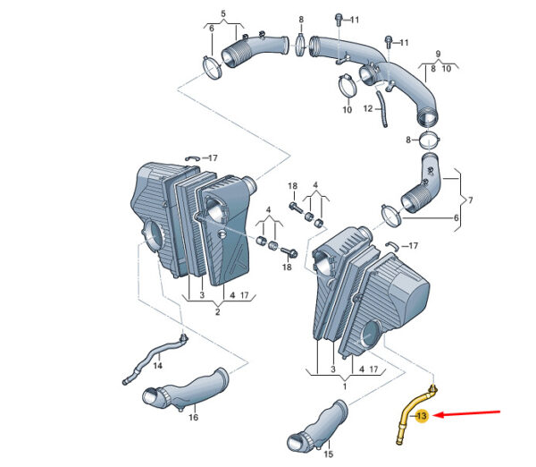 7P0128653A - NEW VW TOUAREG 7P MK2 LEFT WATER DRAIN HOSE 7P0128653A ORIGINAL
