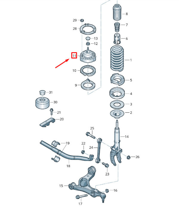 7P0412321B - NEW VW TOUAREG 7P MK2 FRONT SUSPENSION UPPER BEARING PLATE 7P0412321B