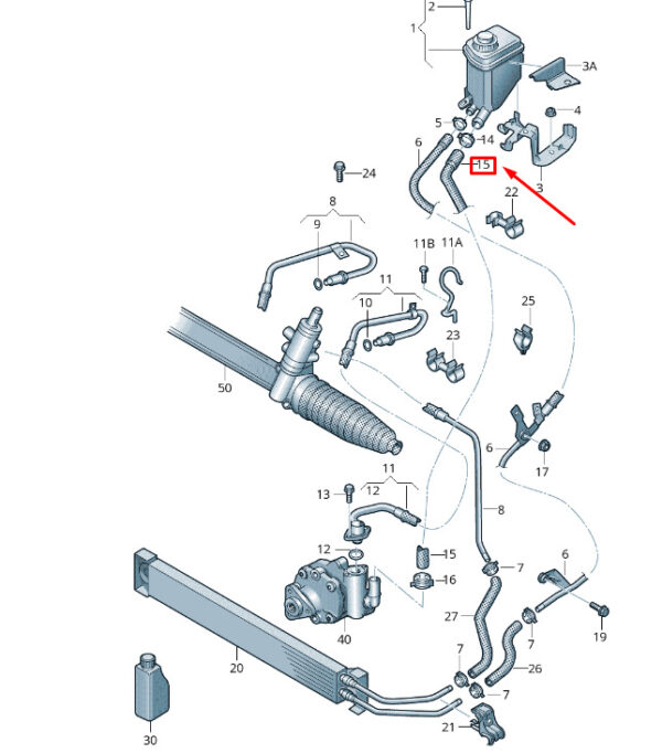 7P0422889C - NEW VW TOUAREG 7P MK2 POWER STEERING INTAKE HOSE 7P0422889C