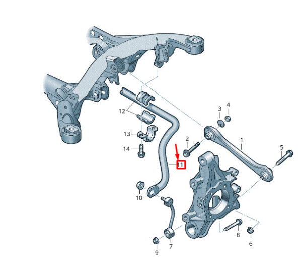 7P0511025H - NEW VW TOUAREG 7P MK2 REAR ANTI ROLL BAR 7P0511025H