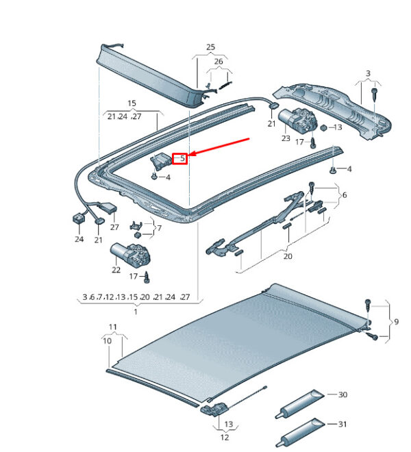 7P0817294 - NEW VW TOUAREG 7P MK2 PANORAMA SUNROOF RIGHT CONSOLE 7P0817294