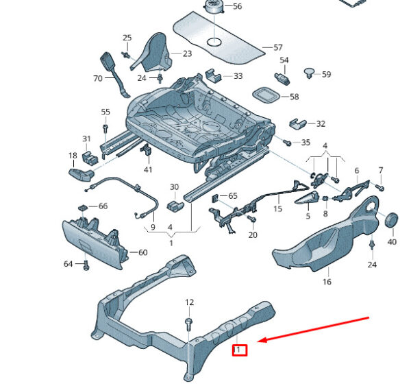 7P0881678B - New VW TOUAREG 7P MK2 Front Right Seat Console 7P0881678B