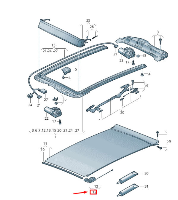 7P0898870A - New VW TOUAREG 7P MK2 Roller Sunblind 1 Set Cables 7P0898870A