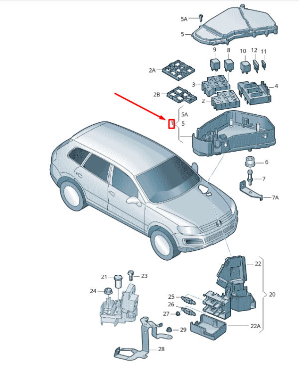 7P0907295C - New VW TOUAREG 7P MK2 Fuse Box RHD 7P0907295C