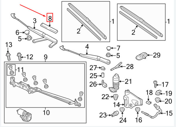 7P0955205 - NEW VW TOUAREG 7P WIPER ARM CAP FRONT RIGHT LHD 7P0955205 ORIGINAL