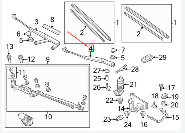 7P0955409B - NEW VW TOUAREG 7P FRONT LEFT WINDSHIELD WIPER ARM LHD 7P0955409B ORIGINAL