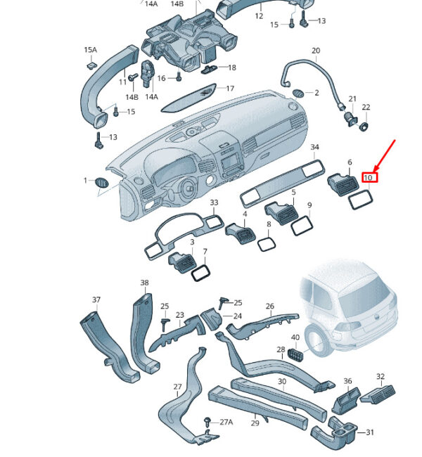 7P1819574C3Q7 - New VW TOUAREG 7P MK2 Dashboard Right Air Vent Trim LHD 7P1819574C3Q7