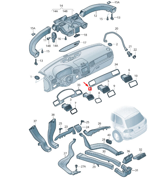 7P2819728BUBN - NEW VW TOUAREG 7P MK2 LEFT INNER DASHBOARD AIR VENT RHD 7P2819728BUBN