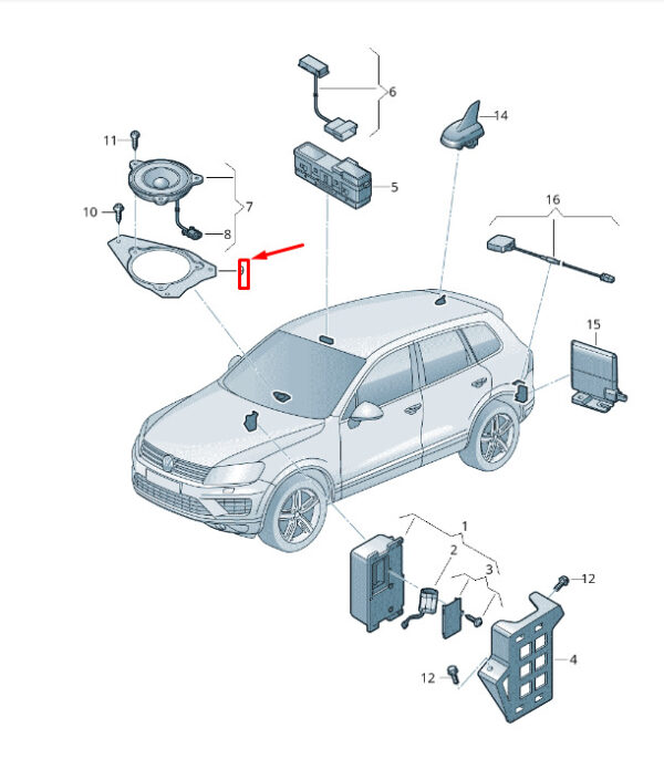 7P6035243 - NEW VW TOUAREG 7P MK2 DASHBOARD CENTER LOUDSPEAKER HOLDER 7P6035243
