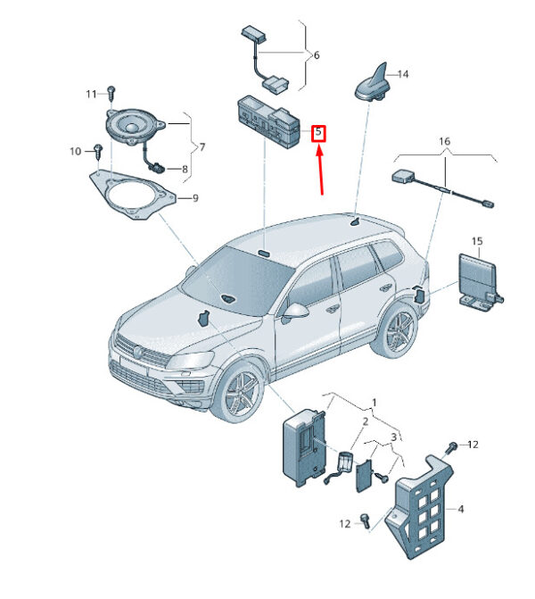 7P6035624PA2 - NEW VW TOUAREG 7P MK2 EMERGENCY ASSIST. CALL BUTTON 7P6035624PA2