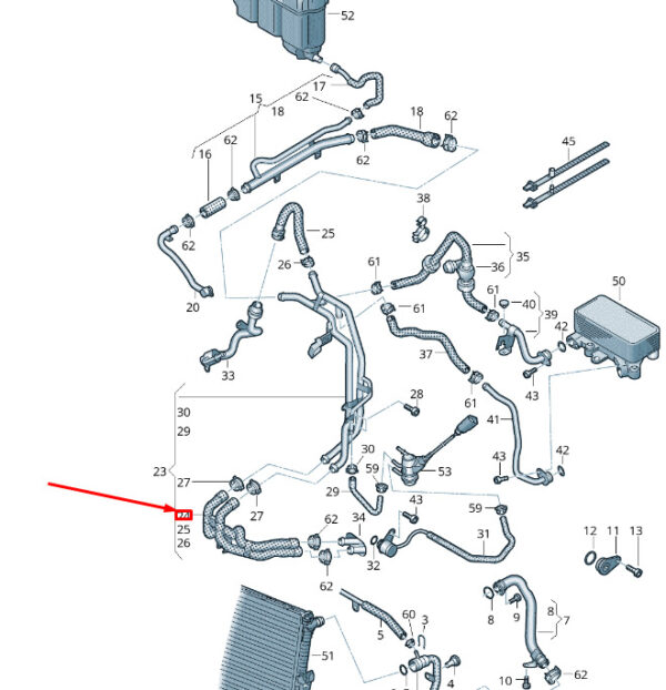 7P6122073K - NEW VW TOUAREG 7P MK2 FEED/RETURN COOLANT HOSE PIPE RHD 7P6122073K
